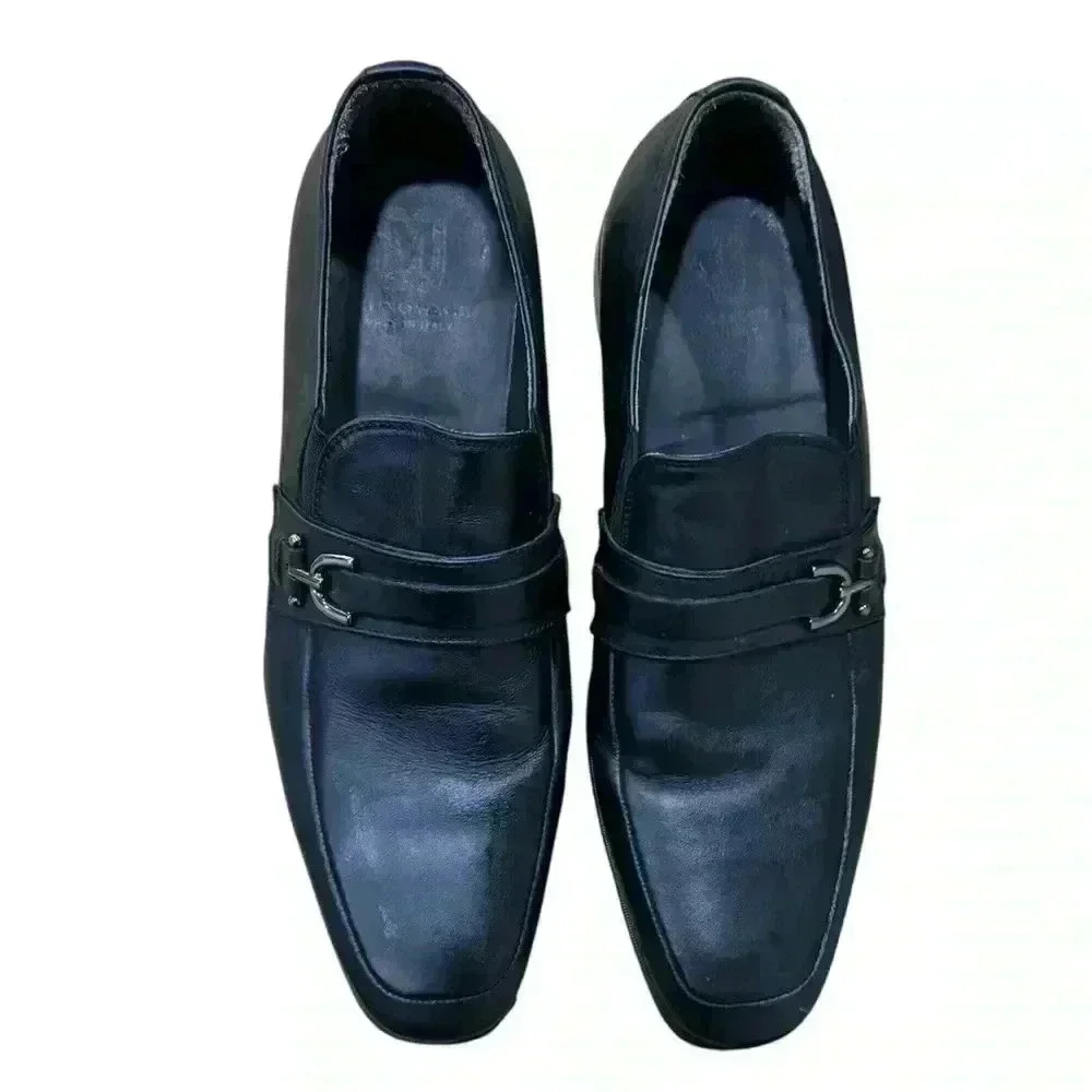 Bruno Magli Pitto Mens Black Leather Loafers & Slip Ons Casual Shoes 9.5 EUC